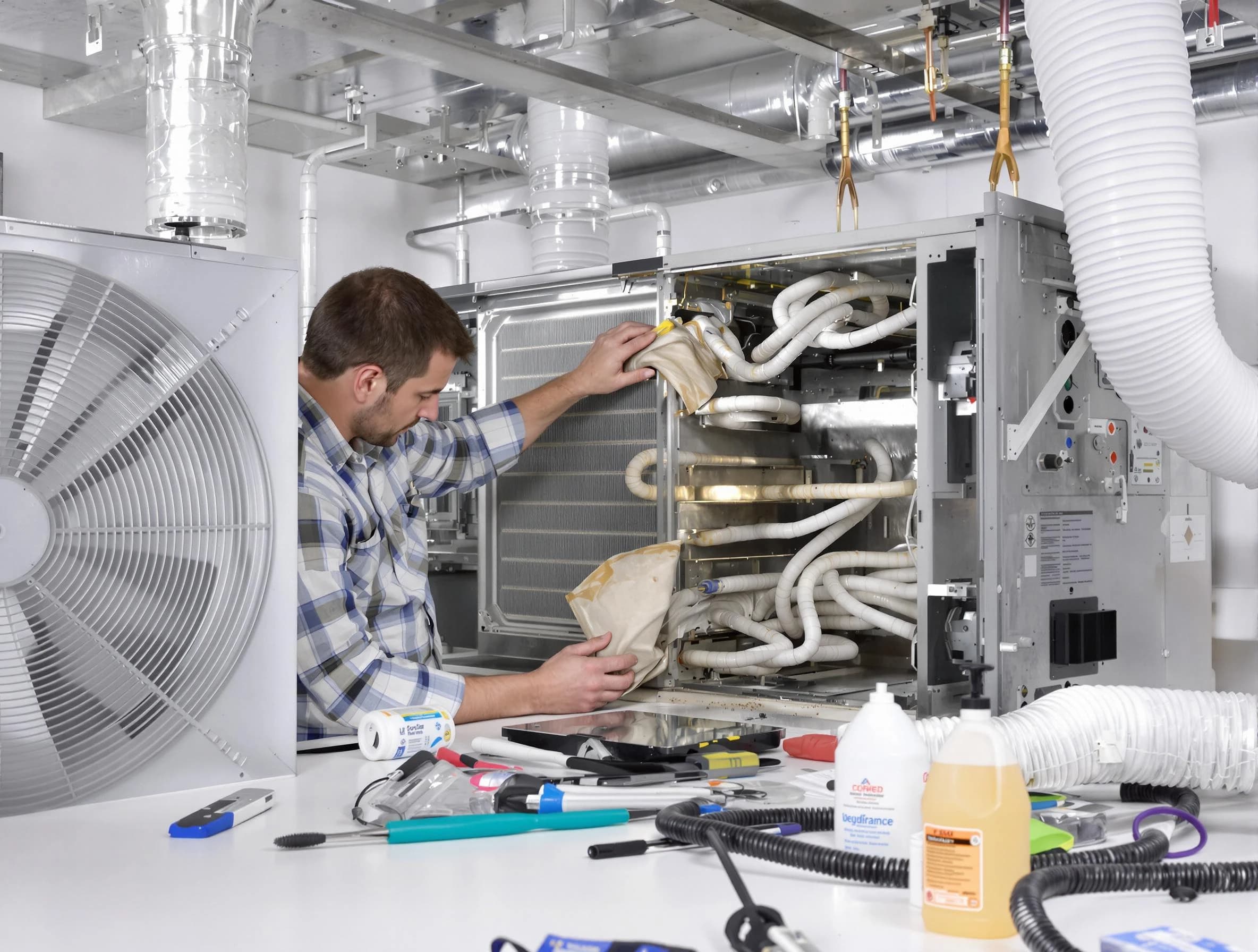 Twin Lakes Air Duct Cleaning specialist performing precision AC coil cleaning in Twin Lakes