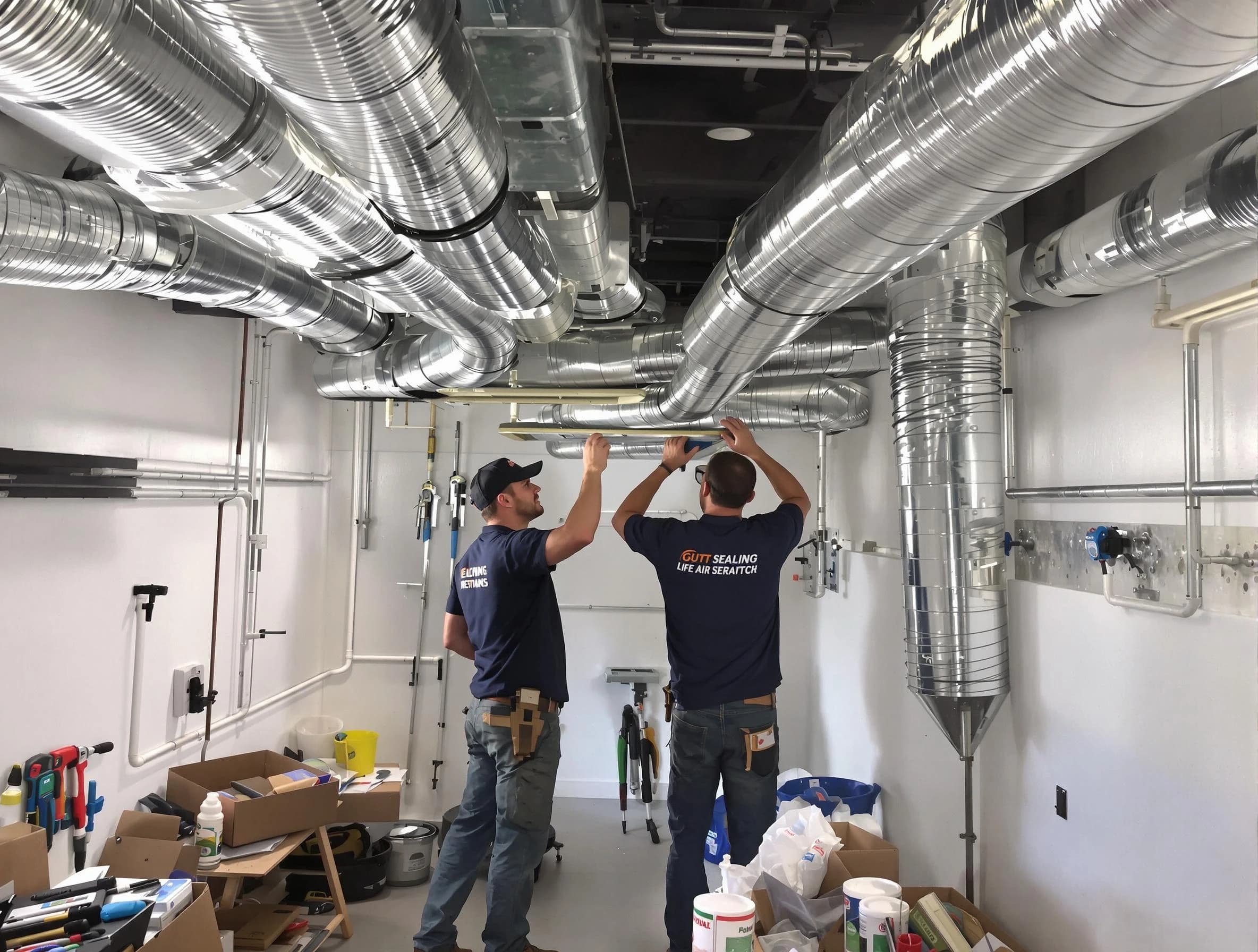 Twin Lakes Air Duct Cleaning technician applying professional duct sealing solutions in Twin Lakes